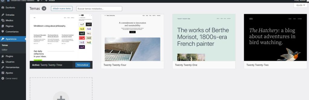 Eliminación temas preinstalados en WordPress